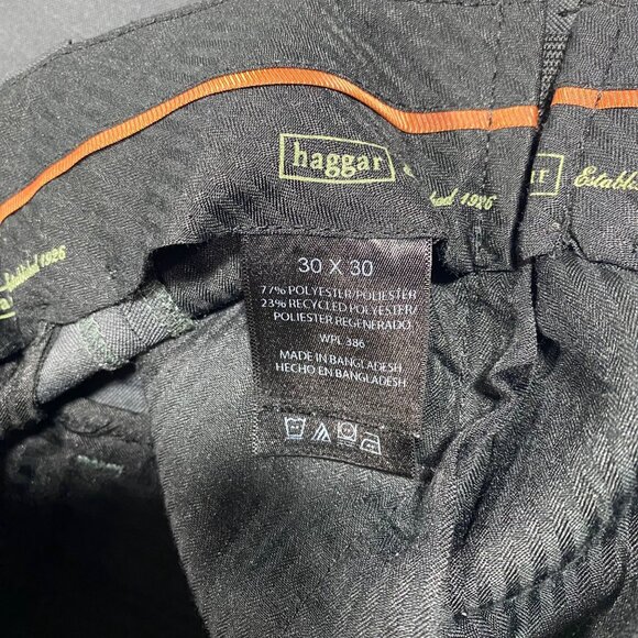 Haggar Mens Classic Fit Dress Pants 30x30 Black Polyester Blend Flat Front - Picture 4 of 6
